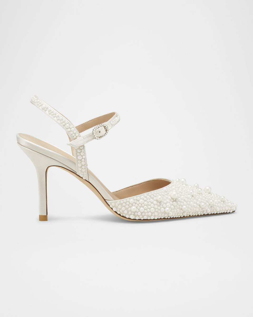 Bliss Pearly Pointed Satin Pumps